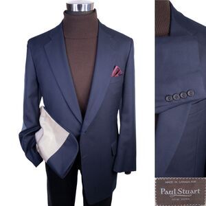 Paul Stuart Navy Blue Classic Fit 40R Sport Coat Jacket Blazer Wool Canada